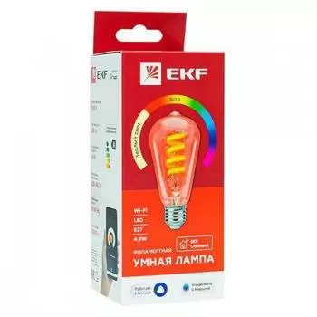Лампа EKF slwf-e27-st64-fil-rgbw филаментная RGBE27 ST64