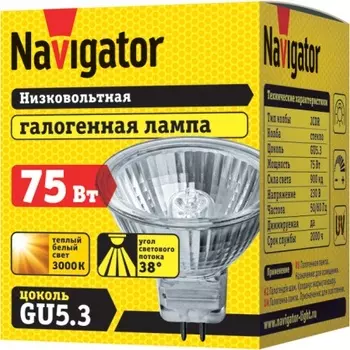 Лампа галогенная Navigator JCDR 75Вт, 230В, 3000К, GU5.3, 51х50мм (94207)
