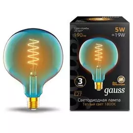 Лампа Gauss 1013802105 Filament G125 5W 190lm 1800К Е27 sky blue flexible LED