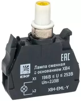 Лампа сменная c основанием EKF XB4-EML-Y XB4 желтая 230В