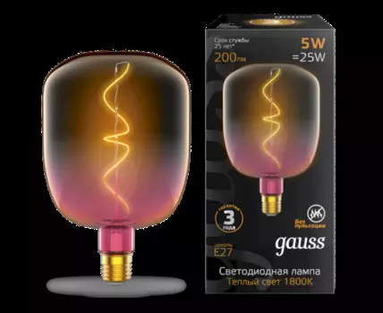 Лампа светодиодная Gauss 1010802105 LED Filament Flexible V140-DC Pink-Clear E27 5W 200lm 1800K 140*200mm 220 лм