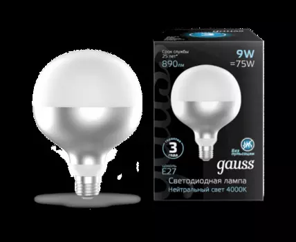 Лампа светодиодная Gauss 1014802209 LED Filament G125-DC Mirror-Milky E27 9W 890lm 4100K 125*178mm 890 лм