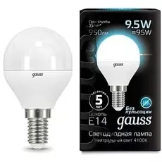 Лампа светодиодная Gauss 105101210 LED Шар E14 9.5W 950lm 4100K
