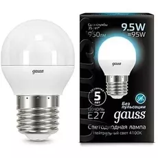 Лампа светодиодная Gauss 105102210 LED Шар E27 9.5W 950lm 4100K