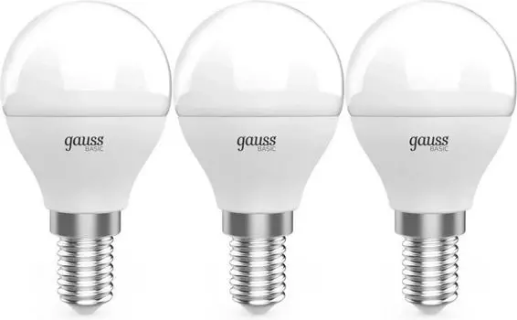 Лампа светодиодная Gauss 10531252T Basic 5.5Вт цок.:E14 шар 220B 4100K св.свеч.бел.нейт. (3шт)