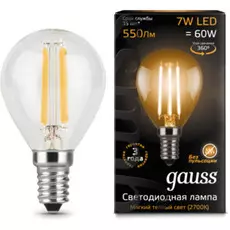 Лампа светодиодная Gauss 105801109 LED Filament Шар E14 9W 680lm 2700K