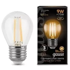 Лампа светодиодная Gauss 105802109 LED Filament Шар E27 9W 680lm 2700K