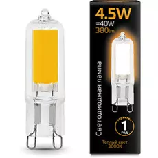 Лампа светодиодная Gauss 107809104 LED G9 AC220-240V 4.5W 380lm 3000K Glass