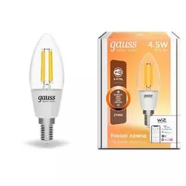 Лампа светодиодная Gauss 1230112 филаментная Smart Home DIM E14 C35 4,5 Вт 495 лм