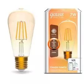 Лампа светодиодная Gauss 1290112 филаментная Smart Home DIM E27 ST64 Golden 7 Вт 740 лм