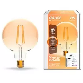 Лампа светодиодная Gauss 1320112 филаментная Smart Home DIM E27 G95 Golden 7 Вт 740 лм
