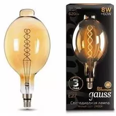 Лампа светодиодная Gauss 152802008 LED Vintage Filament Flexible BT180 8W E27 180*360mm Golden 620lm 2400K