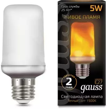 Лампа светодиодная Gauss 157402105 LED T65 Flame 5W E27 20-80lm 1500K