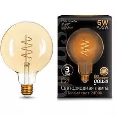 Лампа светодиодная Gauss 158802008 LED Filament G120 Flexible E27 6W Golden 360lm 2400К