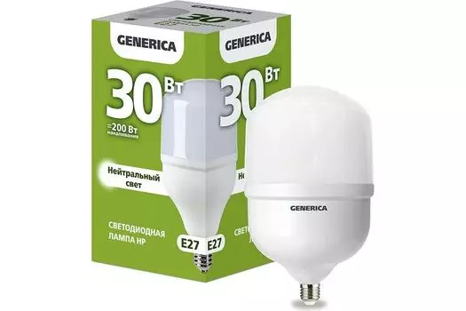 Лампа светодиодная GENERICA LL-HP-30-230-40-E27-G HP 30Вт 4000К E27 230В