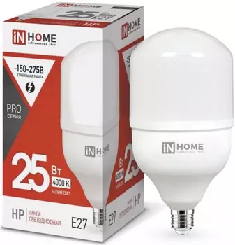 Лампа светодиодная IN HOME 4690612031057 высокомощная LED-HP-PRO 25Вт цилиндр 4000К нейтральный, белый E27 2380лм