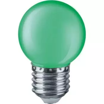 Лампа светодиодная Navigator NLL-G45-1-230-G-E27 декоративная, 1Вт, 220-240В, К, лм, E27, 45х69мм, шар, зеленый (71828)