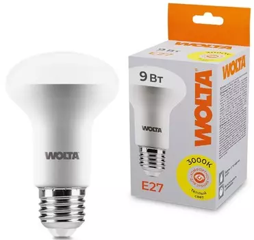 Лампа светодиодная WOLTA 25Y63R9E27 9Вт 3000K E27