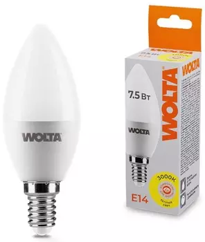 Лампа светодиодная WOLTA 25YC7.5E14 7.5Вт 3000K E14