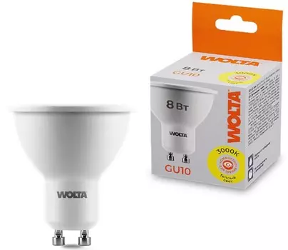 Лампа светодиодная WOLTA 25YPAR16-230-8GU10 8Вт 3000K GU10