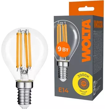 Лампа светодиодная WOLTA WF-G45-9W3KE14 FILAMENT 9Вт 3000K E14