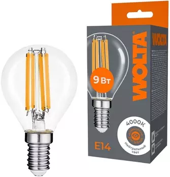 Лампа светодиодная WOLTA WF-G45-9W4KE14 FILAMENT 9Вт 4000K E14