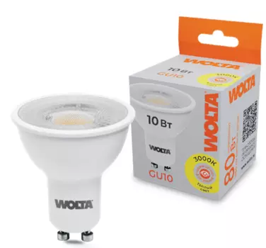 Лампа светодиодная WOLTA WSTD-PAR16-220V10W3KGU10-L 10Вт 3000K GU10 с линзой