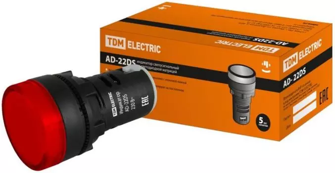 Лампа TDM SQ0702-0002 AD-22DS(LED)матрица d22мм красный 230В (упак. 10 шт)