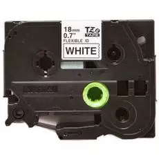 Лента Brother TZE-FX241 Плёнка для наклеек эластичная Brother TZE-FX241 чёрный шрифт на белой основе, 18мм*8м