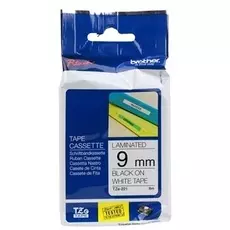 Лента Brother TZEFX221 Гибкая идентификационная ламинированная лента TZe-FX221 (9мм черн шрифт на белом фоне, 8м)