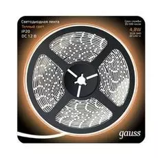 Лента Gauss 312000105 LED 2835/60-SMD 4.8W 12V DC теплый белый (блистер 5м)