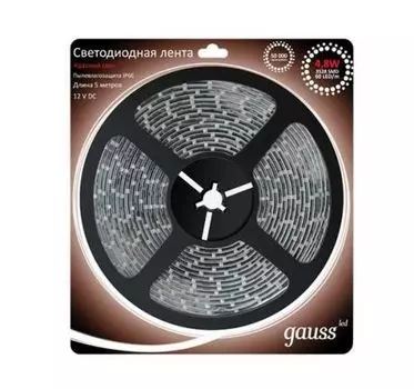 Лента Gauss 312000705 LED 2835/60-SMD 4.8W 12V DC красный (блистер 5м)