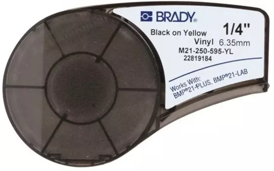 Лента красящая Brady M21-250-595-YL brd139745 6.35 мм/6.4 м винил, черный на желтом, для BMP21 Plus