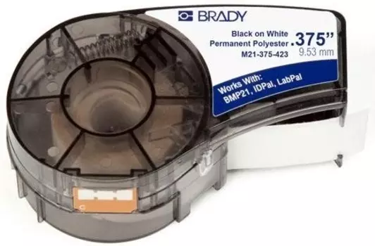 Лента красящая Brady M21-375-423 brd110896 9.53mm/6.4m, полиэстер, черный на белом, для BMP21