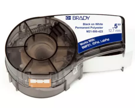 Лента красящая Brady M21-500-423 brd110897 12.7mm/6.4m, полиэстер, черный на белом, для BMP21