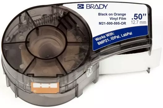Лента красящая Brady M21-500-595-OR brd142796 12.7mm/6.4m винил, черный на оранжевом