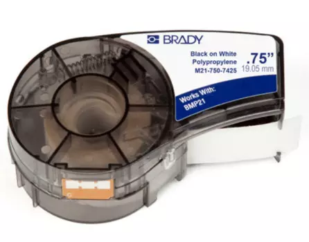 Лента красящая Brady M21-750-7425 brd121016 19.05 мм/6.4 м, полипропилен, черный на белом (матовый), для BMP21