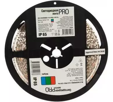 Лента светодиодная Navigator NLS-5050RGB60-14.4-IP65-12V-Pro 60LED/м, 14,4Вт, 12В DC, нарез. кр. 50мм, RGB, IP65, 5м. в ролле (71447)
