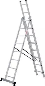 Лестница НОВАЯ ВЫСОТА NV1230 1230308Y двусторонняя, трехсекционная, 8ступ.