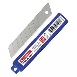 Лезвие сменное BRAUBERG BRAUBERG 230925 для ножей 18 мм , 10 шт, толщина лезвия 0,5 мм, в пластиковом пенале