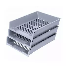 Лоток BRAUBERG Office 237256 горизонтальный для бумаг, 3 шт, 340х270х70 мм, серый