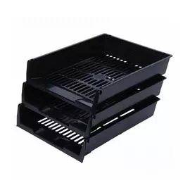 Лоток BRAUBERG Office 237255 горизонтальный для бумаг, 3 шт, 340х270х70 мм, черный