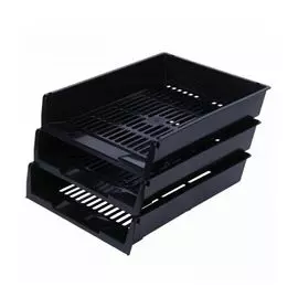 Лоток BRAUBERG Office 237255 горизонтальный для бумаг, 3 шт, 340х270х70 мм, черный