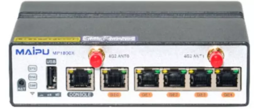 Маршрутизатор Maipu MP1800X-40E E2 Version:One RJ 45 Console port, one USB interface, five 10M/100M/1000M Ethernet ports, support TD-LTE/FDD-LTE/WCDMA