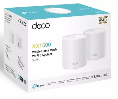 Маршрутизатор TP-LINK Deco X10(2-pack) Mesh Wi-Fi 6 система AX1500, до 300 Мбит/с на 2,4 ГГц + до 12