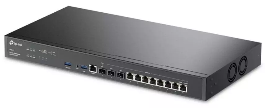 Маршрутизатор TP-LINK ER8411 SafeStream гигабитный SFP-порт WAN/LAN, 2 порта SFP+ 10 Гбит/с, 8 гигабитных портов RJ45 WAN/LAN, 1 консольный порт RJ45,