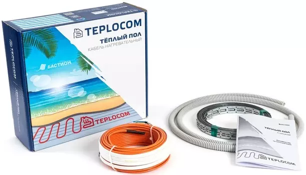 Мат нагревательный Бастион TEPLOCOM НК-63-1300 Вт длина секции 63м, 1300Вт, 38 Ом, площадь укладки 7,6–10,8м2