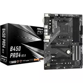 Материнская плата ATX ASRock B450 PRO4 R2.0 (AM4, AMD B450, 4*DDR4(3200), 4*SATA 6G RAID, 2*M.2, 6*PCIE, 7.1CH, Glan, D-Sub, HDMI, DP, 5*USB 3.2/USB T
