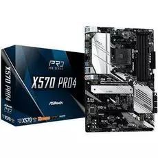 Материнская плата ATX ASRock X570 PRO4 (AM4,AMD X570,4*DDR4(4066),8*SATA 6G RAID,2*M.2,3*PCIE,7.1CH,Glan,12*USB3.2/Type-C/HDMI/DP)