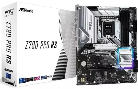 Материнская плата ATX ASRock Z790 PRO RS (LGA1700, Z790, 4*DDR5 (6800), 8*SATA 6G RAID, 4*M.2, 3*PCIE, 2.5Glan, HDMI, DP, USB Type-C, 3*USB 3.2, 4*USB